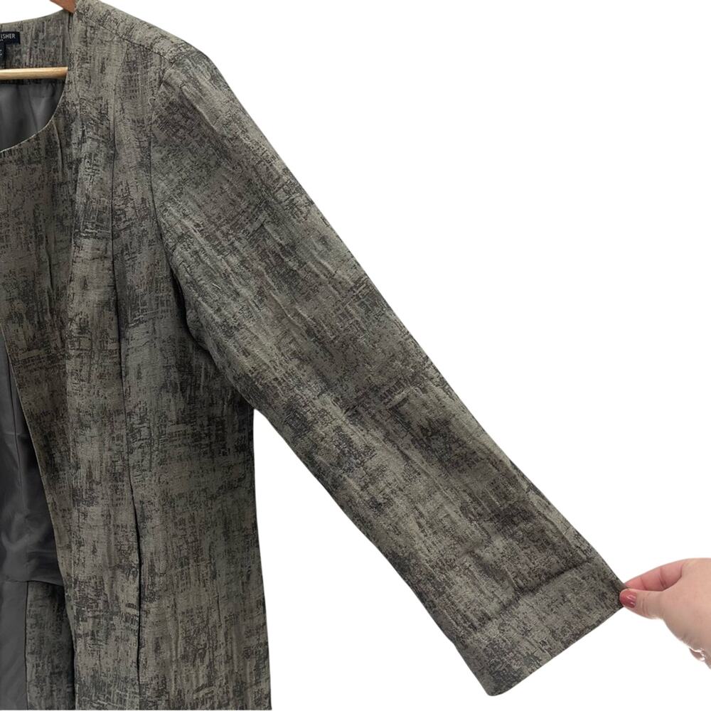 Eileen Fischer Rye Mirage Crinkle Jacquard Silk Cotton Blend Jacket Blazer 1X - Picture 5 of 11